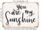 DECORATIVE METAL SIGN - You Are My Sunshine - Vintage Rusty Look